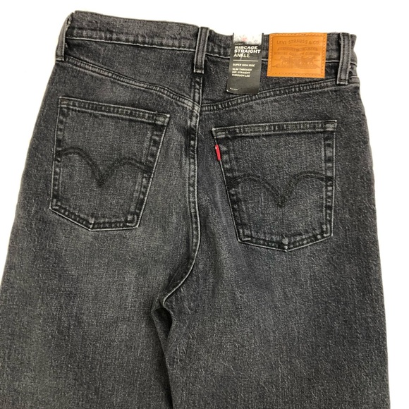 Levi’s Ribcage Straight Cropped Gray Jeans REVOLVE - Picture 7 of 8